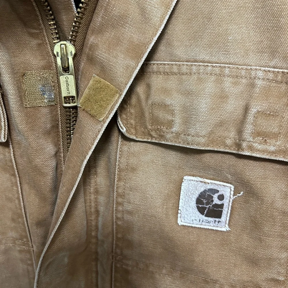 Carhartt Men's Y2K Tan Field Jacket with Brown Collar